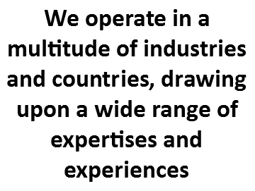 We operate in a multitude of industries and countries, drawing upon a wide range of expertises and experiences